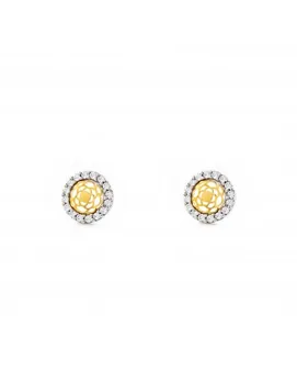 

Earrings girl bicolor Round fretwork with orla in circon
