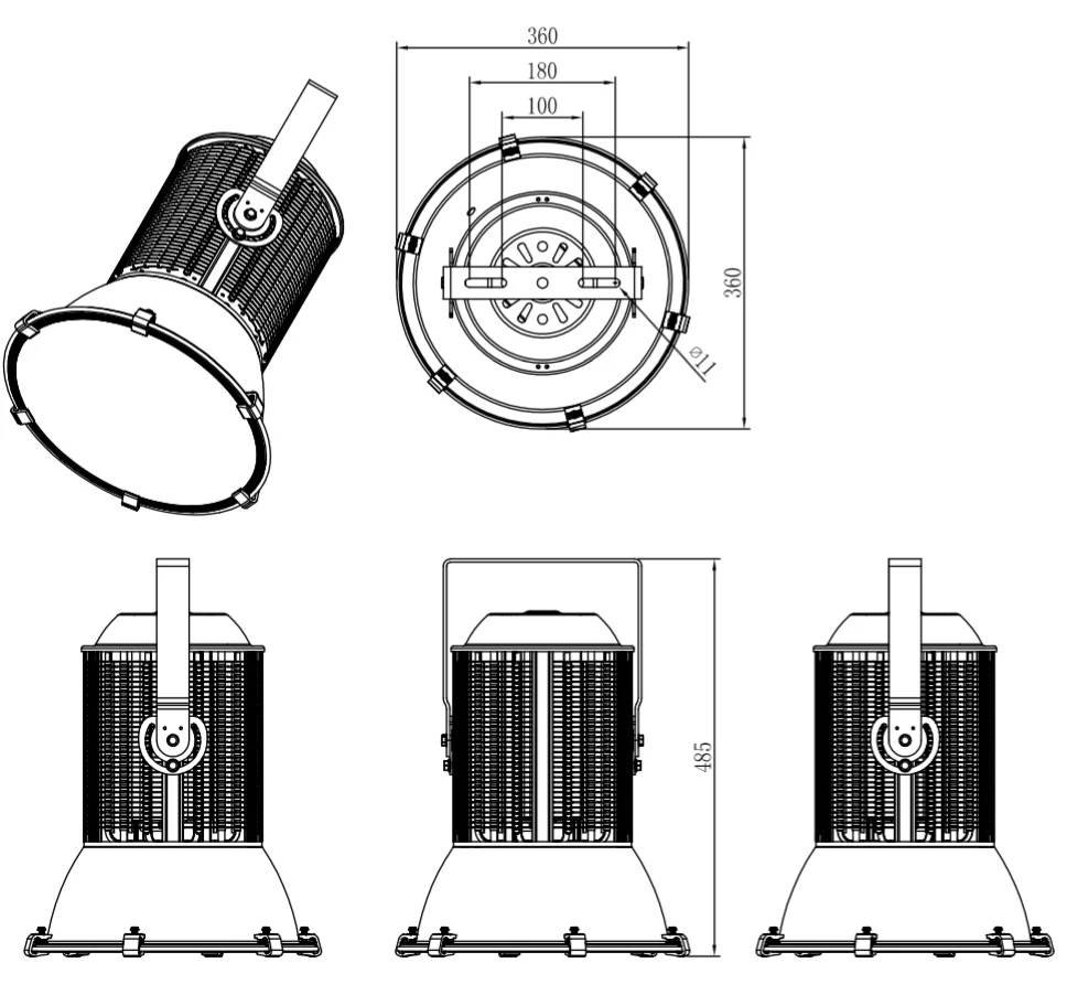 300W LED floodlight size