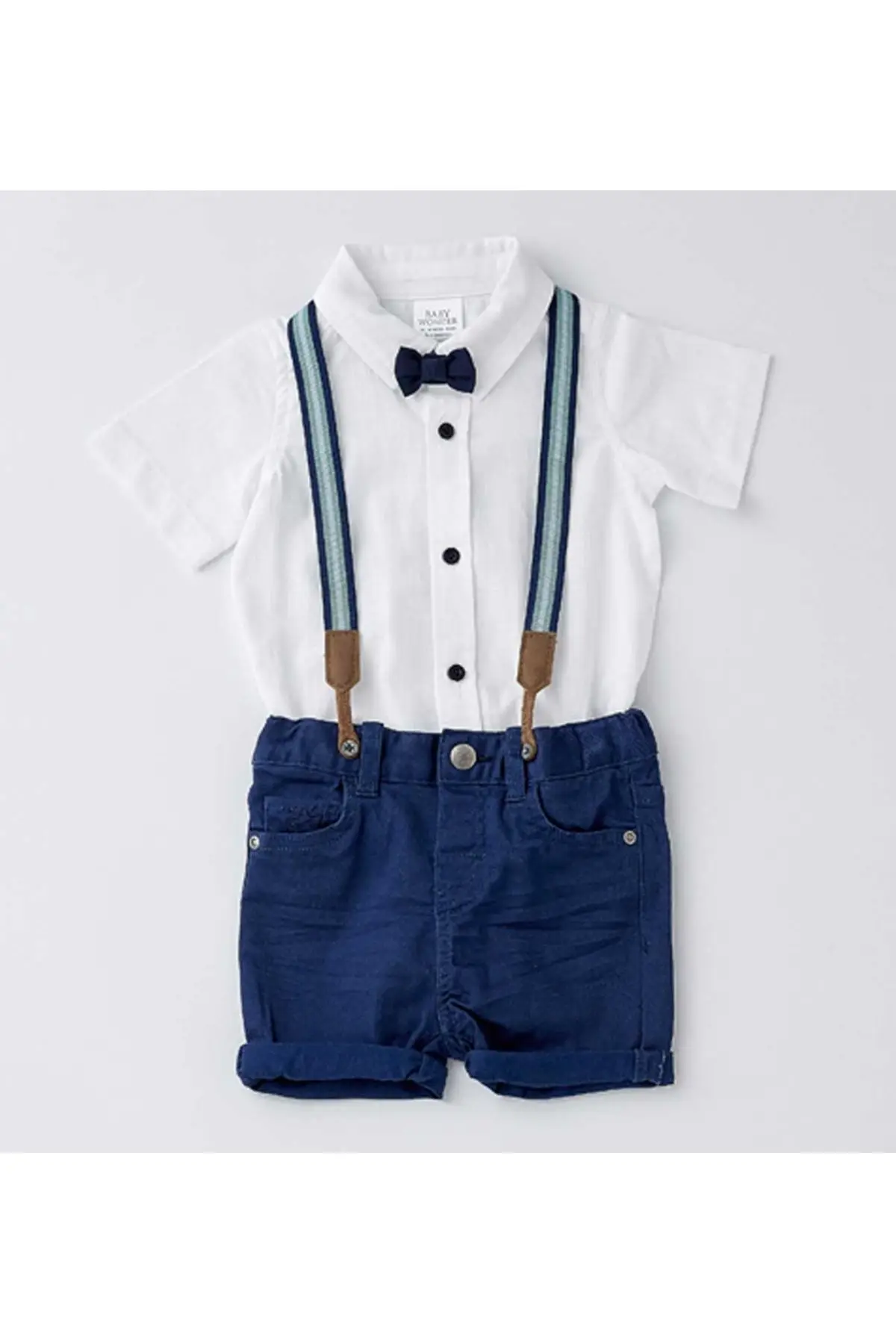 

Baby Suits Baby Boy Clothes Gentleman Bow Tie + Shirt + Linen Shorts Gentleman Clothing Baby Suit