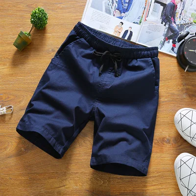 DK17 Navy Blue 6 цветов, мужские повседневные шорты, тонкие, обычные, модные, одноцветные, хлопковые шорты для мужчин, новые летние, вареные, пляжные шорты для отдыха, мужские M-5XL - Цвет: DK17 Navy Blue