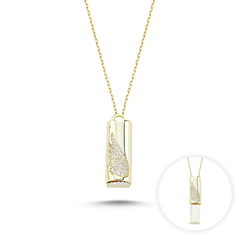 

Silver 925 Sterling Zircon Cubic Zirconia Pop Wing Bar Necklace