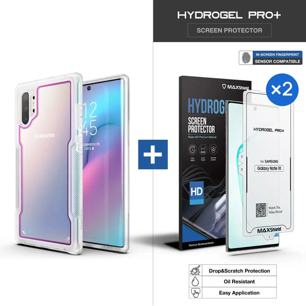 Чехол Maxshield для samsung Galaxy Note 10 Plus 5G, сверхпрочный противоударный тонкий прозрачный чехол и защита для экрана Galaxy Note 10 Plus - Цвет: Clear Purple with SP
