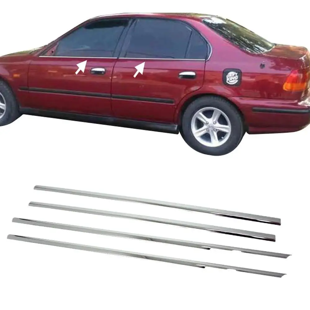Хромированная оконная рама Honda Civic Sedan 4 шт. нержавеющая сталь (1998-2002) | Автомобили и