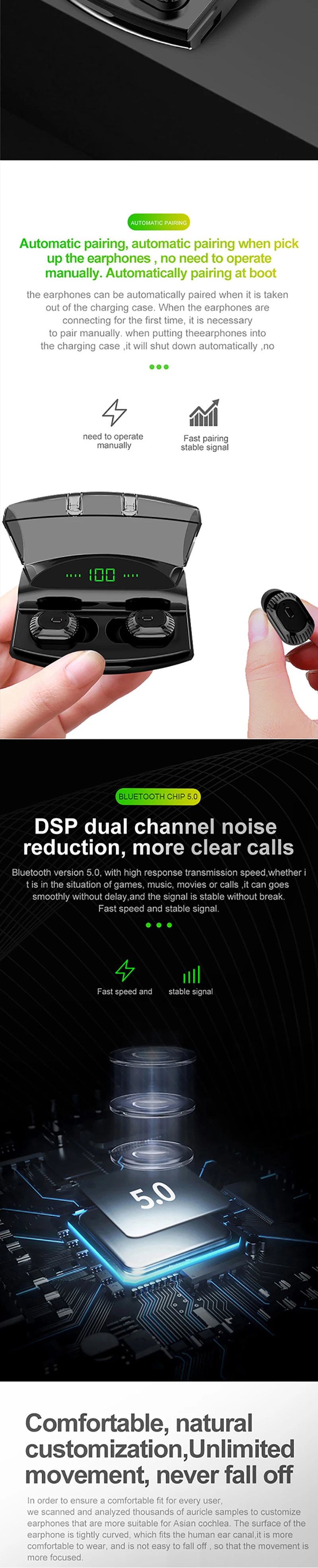 50 шт./лот XG20 2200 мАч TWS беспроводные наушники Bluetooth наушники с дисплеем питания мини спортивные 8D стерео беспроводные наушники гарнитура