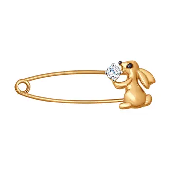 

Sokolov gold rabbit pin brooch, fashion jewelry, 585, women's male