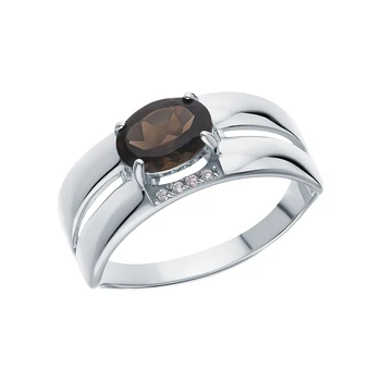 

Silver ring with раухтопазами and cubic zirconia sunlight sample 925