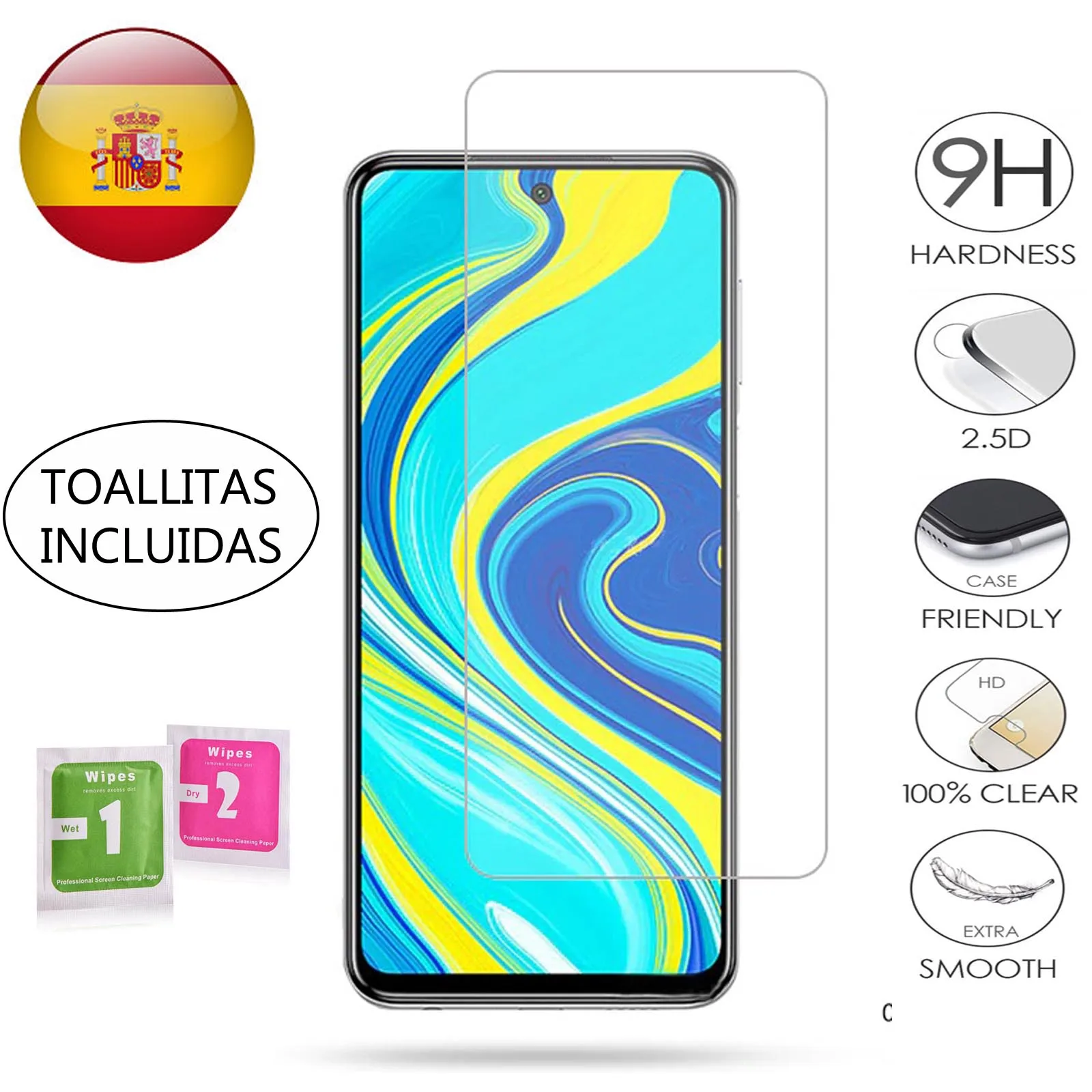 Screen Protector for Xiaomi Redmi Note 9S Premium tempered glass 9H 2.5D 0.3mm flat glass Anti scratch punch afbeelding