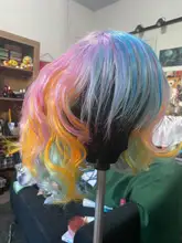 HAIRJOY sintético de mujer Cosplay del pelo peluca Arco Iris Multi Color pelucas