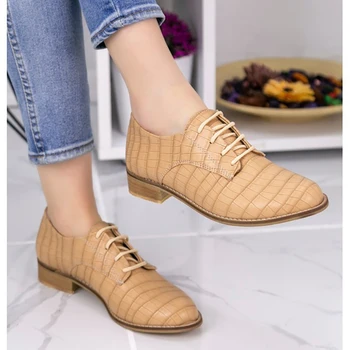 

Rosalia Cream Skin Pattern Oxford Shoes