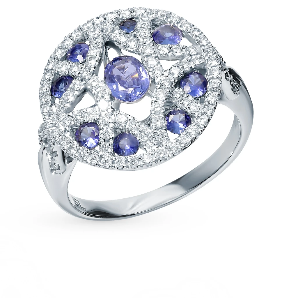 Gold ring with sapphires and diamonds SUNLIGHT test 585