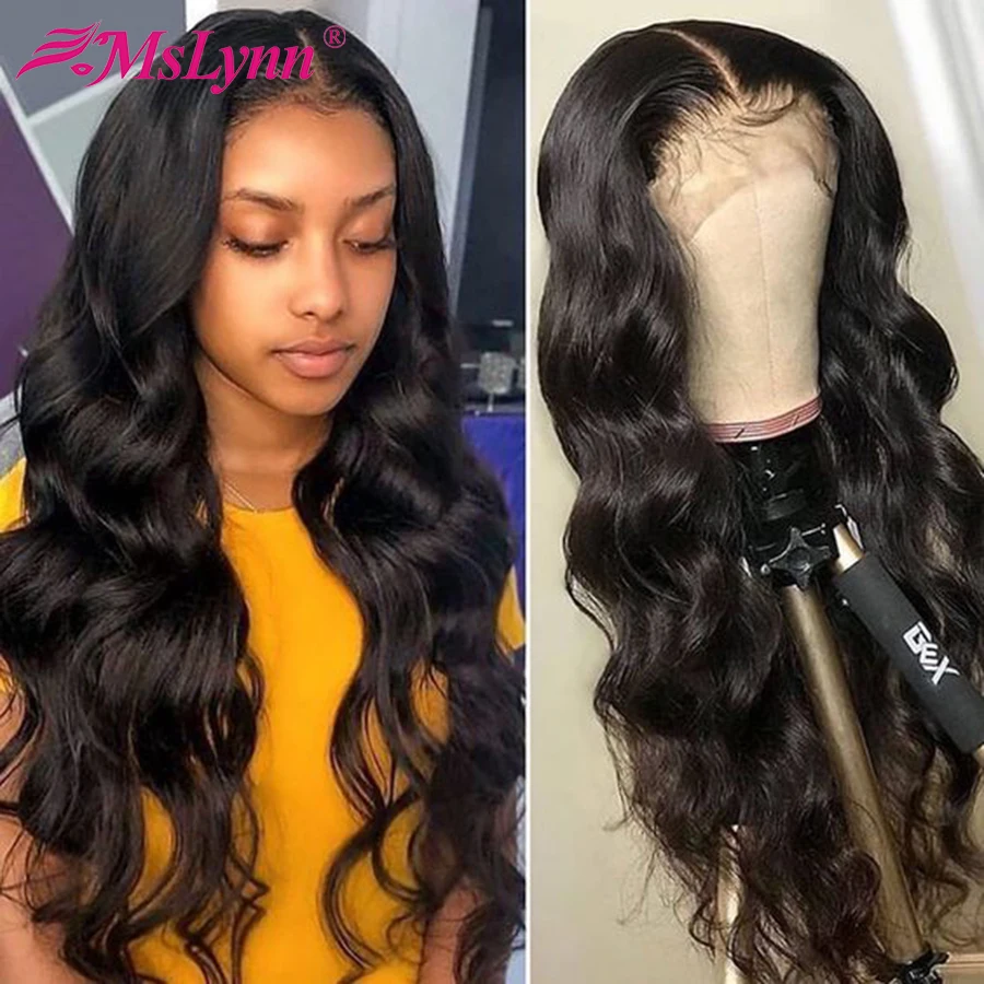 Lace Front Wig For Women Mslynn Human Hair Wigs Brazilian Body Wave Pre Plucked Remy | Шиньоны и парики