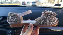 Verano de las muchachas del bebé sandalias niños, sandalias de bebé niños resbalón en perlas de cristal princesa individual zapatos romanos zapatos tamaño 21-36