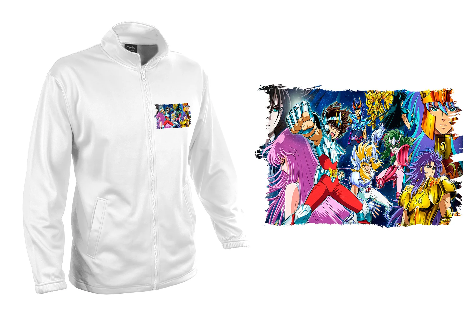 MERCHANDMANIA TECNICA Куртка 1 рисунок SAINT SEIYA позы воины человек унисекс Детский полиэстер