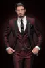 2022 New Arrival Groomsmen Peak Black Lapel Groom Tuxedos Burgundy Men Suits Wedding Best Man Blazer (Jacket+Pants+Vest) ► Photo 1/6