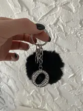 Keychains Bag-Accessories Key-Holder Jewelry Pompom Letters Gift Faux-Rabbit-Fur-Ball