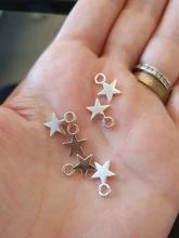 30 Uds. De dijes de estrella, 11x8mm, colgantes de Color plata tibetana, joyas antiguas, fabricación artesanal