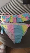 Conjunto de Bikini de dos piezas para niña adolescente, traje de baño con estampado de arco iris, bañadores para niño/a, ropa de playa, 3 ~ 14 años