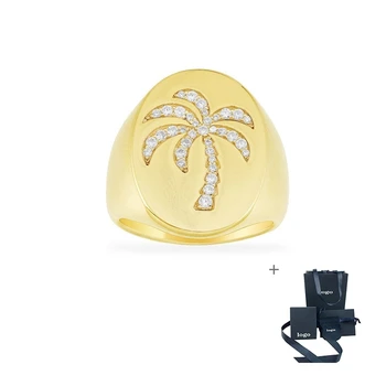 

2020 New Original High Quality Cubic Zirconia Palm Tree Round Medal Ring, Women's Party Accessories, Simple Jewelry Gifts