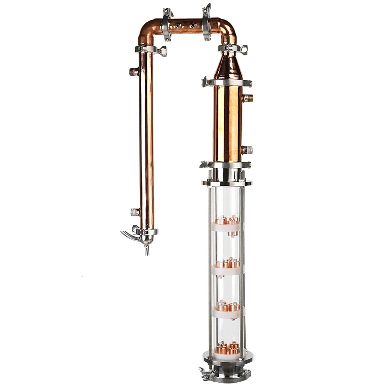 3" Glass column for distillation. With copper bubble plates 4pcs