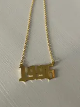 Collar de acero inoxidable hecho a mano con número para mujer y niña, Color dorado, Collares personalizados, 1995, 1996, 1997, 1998, 1999