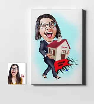 

Personalized Women 'S Real Estate Consultant Cartoon Canvas Table (50x70 cm.) 1