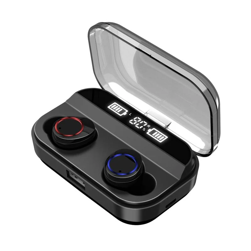 Черный TWS беспроводные наушники 4000 мАч Bluetooth 5,0 наушники светодиодный дисплей с сенсорным управлением спортивные стерео беспроводные наушники гарнитура tws - Цвет: Черный