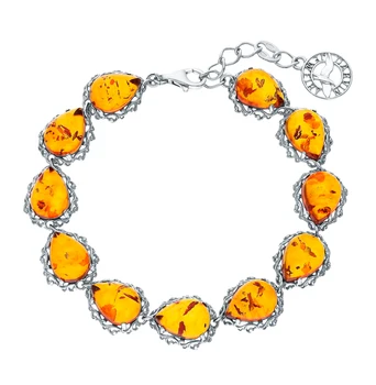 

Silver Bracelet with amber sunlight sample 925