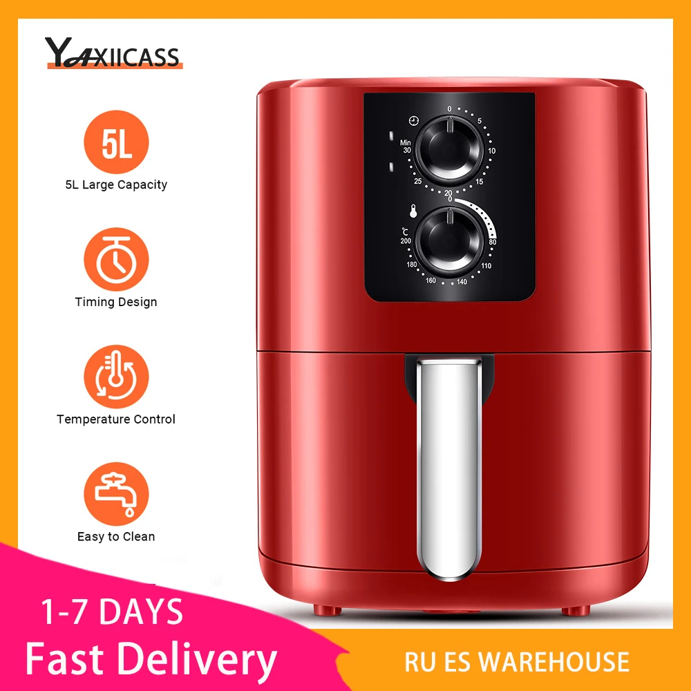 Yaxiicass Air Fryer Without Oils 5l Large 1350w 360° Baking Oil Free