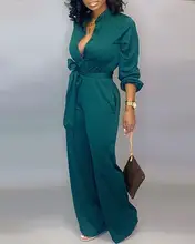 2020 Women Elegant Fashion Solid Buttoned Pocket Cargo Jumpsuit Casual Loose Buttoned Jumpsuits With Belt Spring XXL 3XL 2020 Women Elegant Fashion Solid Buttoned Pocket Cargo Jumpsuit Casual Loose Buttoned Jumpsuits With Belt Spring XXL 3XL