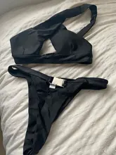 Thong Bikini Bathing-Suit Swimwear Women Push-Up In-X High-Cut White Hollow-Out One-Shoulder