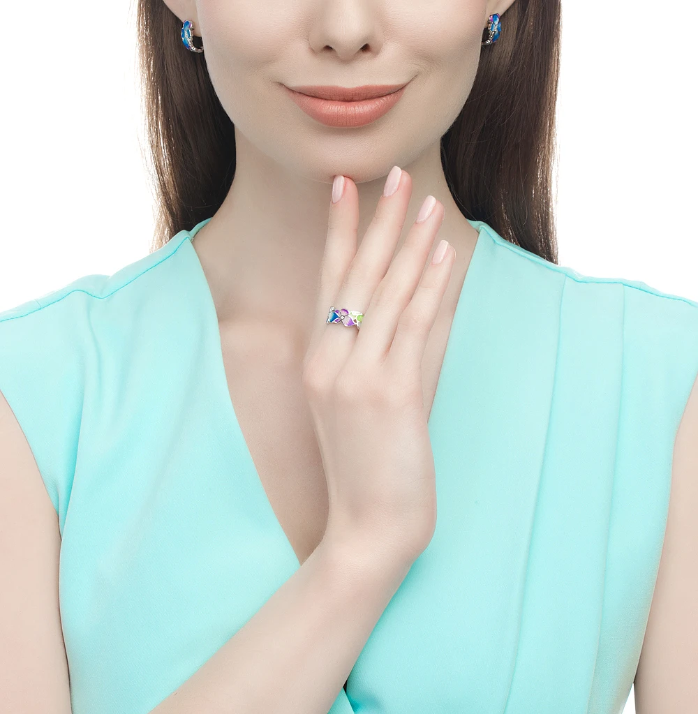 Серебряное кольцо с фианитами SUNLIGHT проба 925