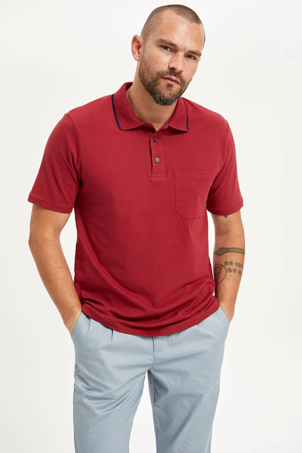 DeFacto Man Fashion Shirt Casual Fashion Pure Color Short Sleeve High Quality Loose Shirt New-L3755AZ19SM