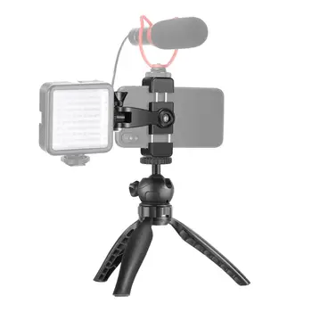 

Neewer Table Top Phone Tripod Stand with Smartphone Holder, Work with LED Light and Microphone, Compatible with iPhone 7 8 X XS