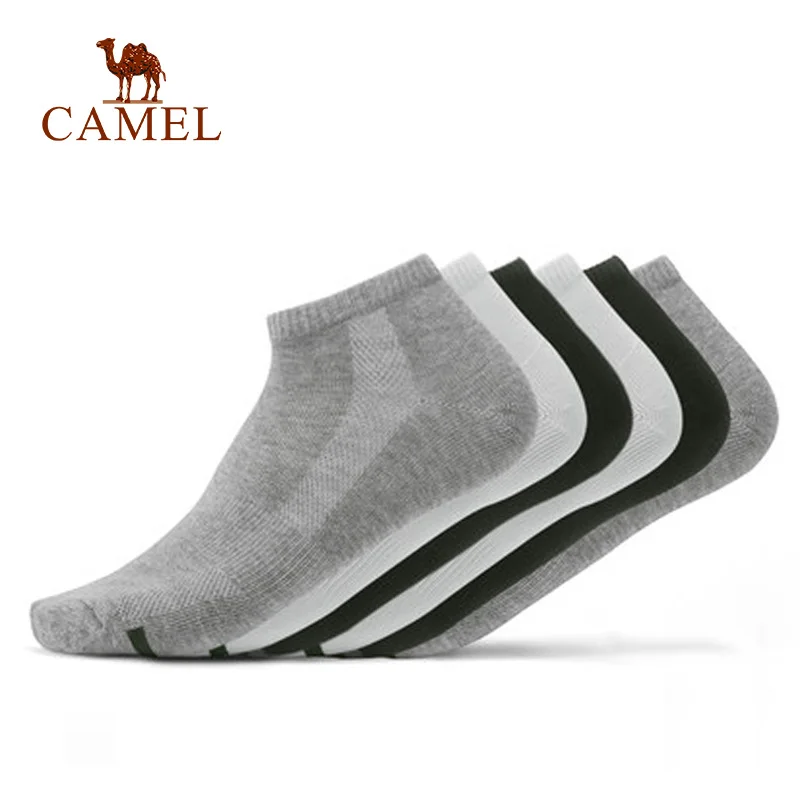 CAMEL 3/6pcs Sports Anti-Sweat Breathable Socks Slippers Men Running Cycling Dry Cotton Quick Dry - Цвет: 109 6pairs