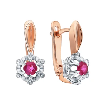 

Gold earrings with rubies and diamonds sunlight sample 585