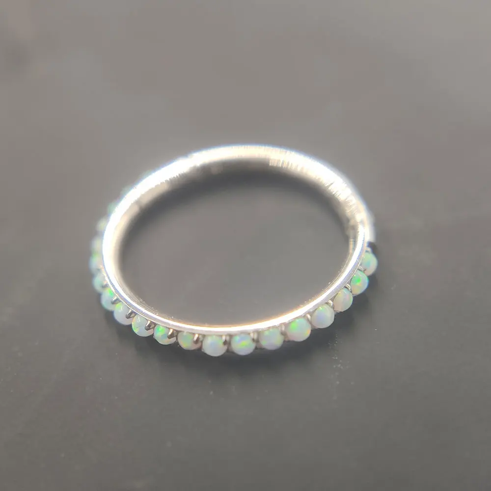 16G ASTM F136 Implant Grade Titanium Segment Ring Opal Clicker for Ear Septum Helix Conch Cartilage Piercing Body Jewelry
