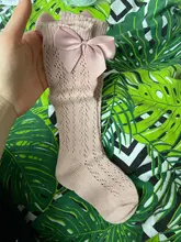 Calcetines de malla de algodón transpirables para bebés, medias de tubo medio para recién nacidos, calcetines de estilo español hasta la rodilla, 3/4