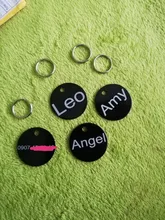 Etiquetas redondas de aluminio para identificación de mascotas, identificación de nombre personalizada, teléfono, 2 unidades por lote