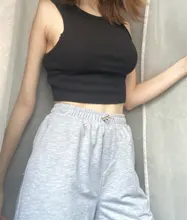 Wide Leg-Trousers Tracksuit-Pants Joggers Grey Women Clothing Y2k High-Waist Korean Fashion