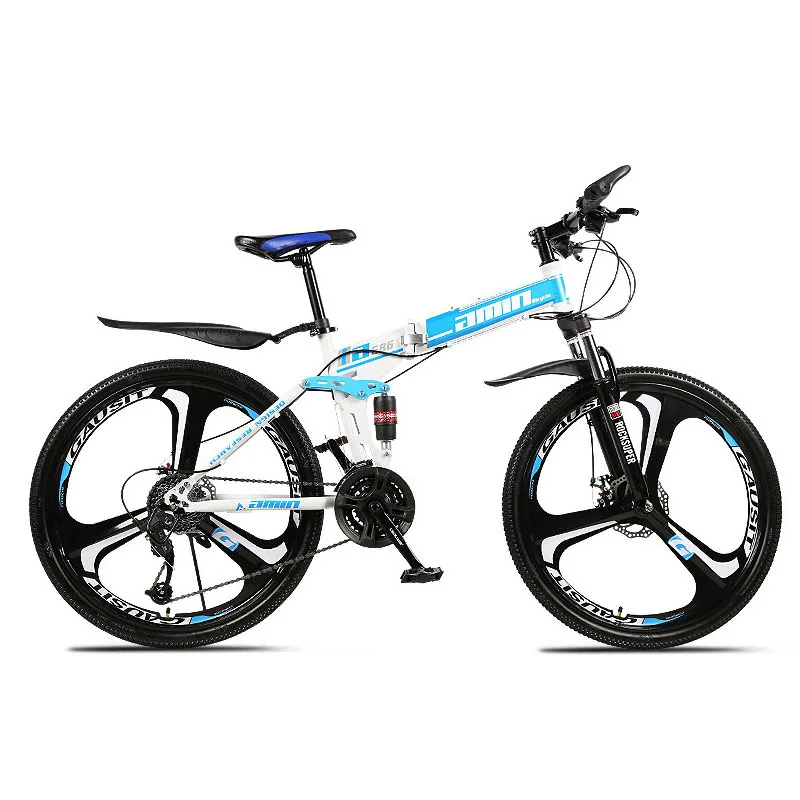 Top 26 Inch Folding Mountain Bike Steel Frame 21 Speed Snow Bicycle Three-knife wheel MTB Foldable Shock Absorption Variable Bike 4