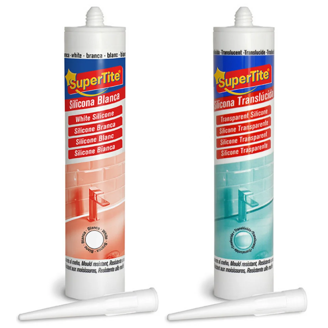 Supertite- Silicona Blanca / Transparente Antimoho e Impermeable, Silicona  Blanca Duradera para Cocina y Baño, Resistente Silicona Sanitaria para  Pistola, 1 Cartucho x 280 ml