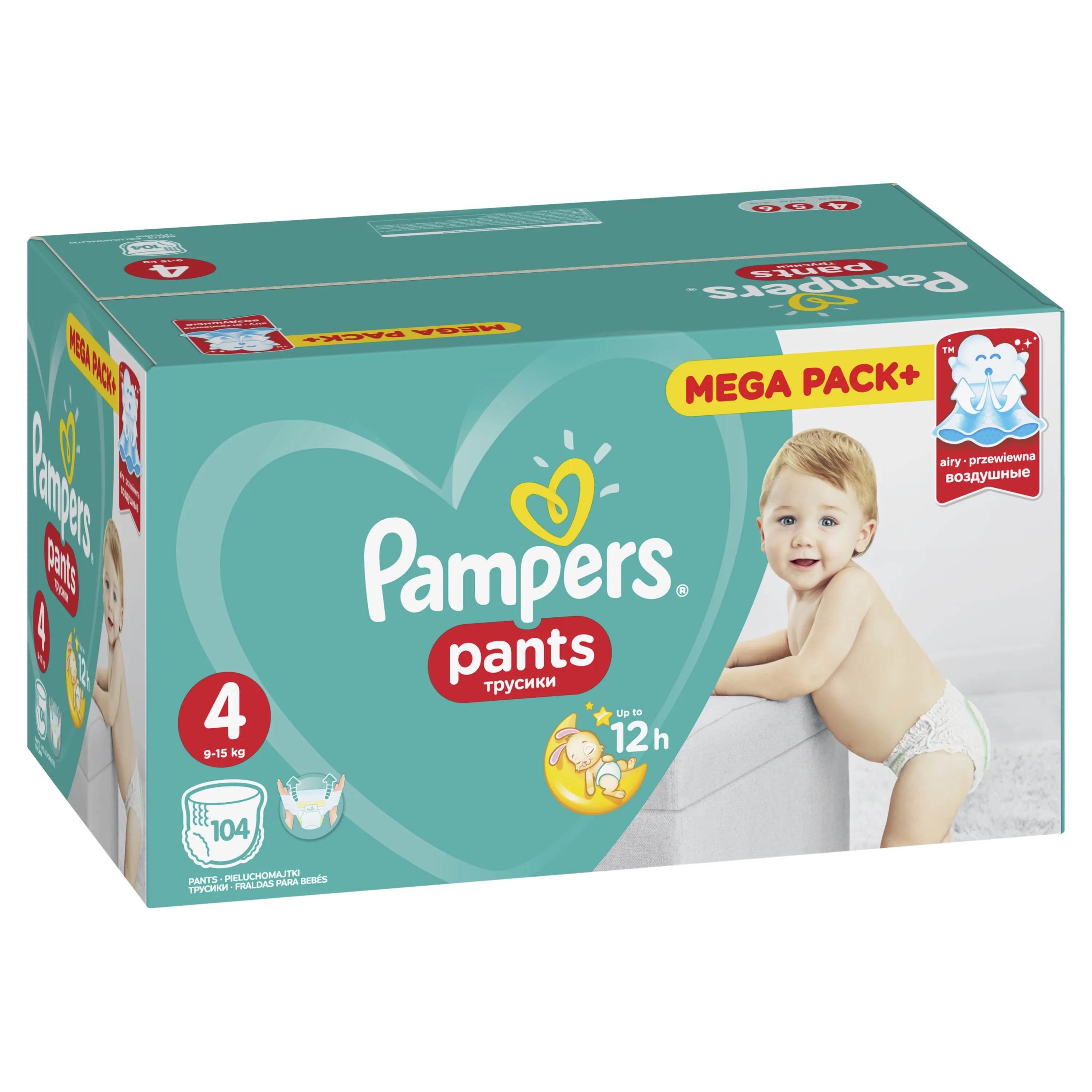 Подгузники-трусики Pampers Pants 9-15 кг, размер 4, 104шт