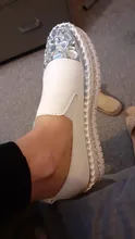 Aphixta-zapatos planos de cuero con cristales y punta redonda para mujer, mocasines de plata brillante, de plataforma, planos, para estudiantes, talla 43
