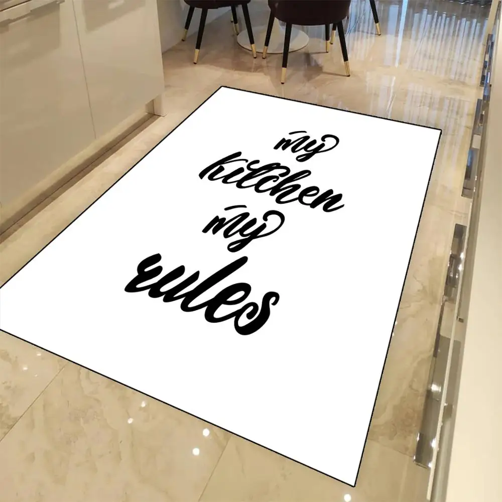 Else белый пол черный Writen My kitchen мои правила 3d принт Нескользящая микрофибра для кухни современный декоративный моющийся коврик