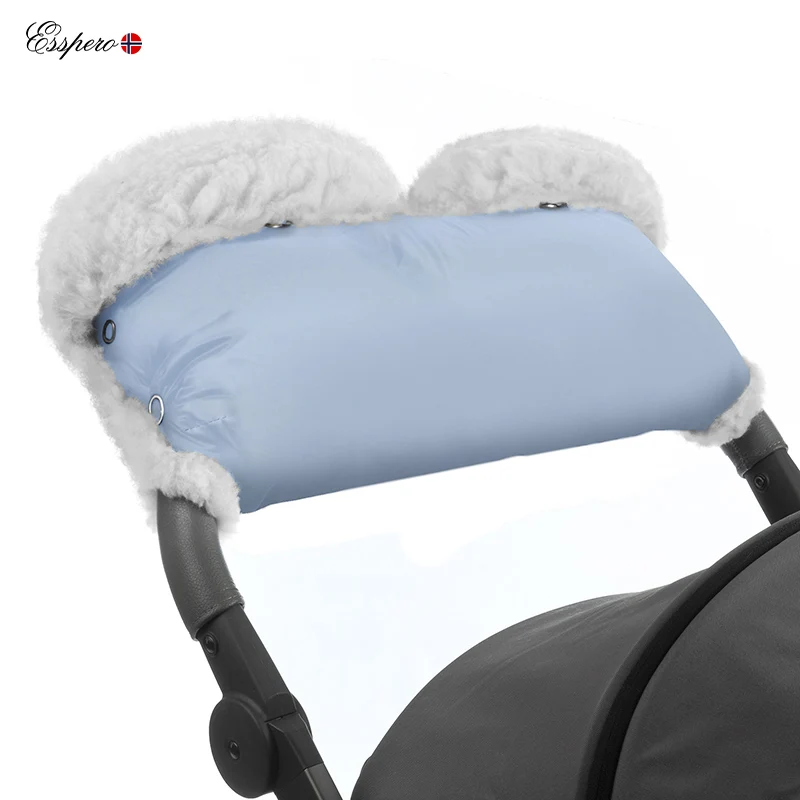 Муфта для рук на коляску Esspero Soft Fur Lux(Натуральная шерсть - Цвет: Blue Mountain