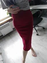 Falda ceñida para mujer, falda elástica con abertura, media pantorrilla, ajustada, de punto, Otoño e Invierno