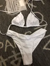 Miyouj-Bikinis con micropliegues para mujer, traje de baño Sexy, conjunto de Bikini de corte alto, bañador blanco con cordón, novedad