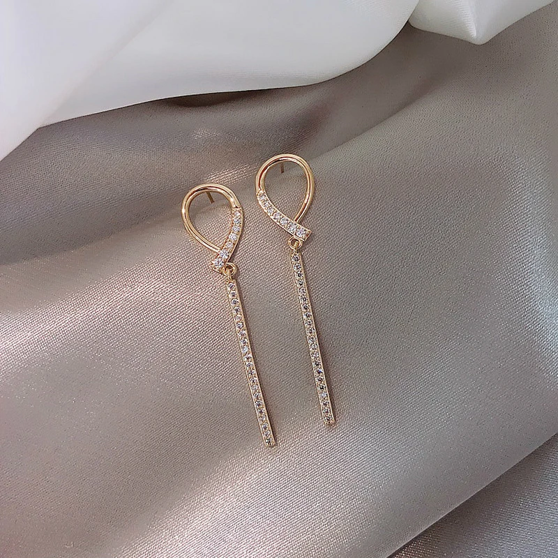 여성을위한 새로운 한국어 유행 크리스탈 매달려 귀걸이 간단한 우아한 달 진주 꽃 귀걸이 여자 파티 기질 쥬얼리