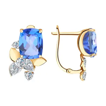 

Sokolov drop earrings with stones in gold with Swarovski Crystals Topaz and Swarovski cubic zirconia, fashion jewelry, 585, women's male, long earrings