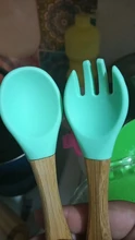 Cuchara de madera de silicona para alimentación de bebé, cucharilla de punta suave orgánica, sin BPA, Material de grado alimenticio, regalos para niños pequeños